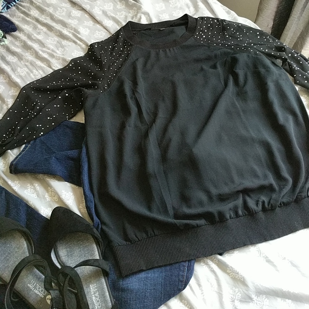 Lane Bryant Size 14/16 Rhinestone Sleeve Blouse
